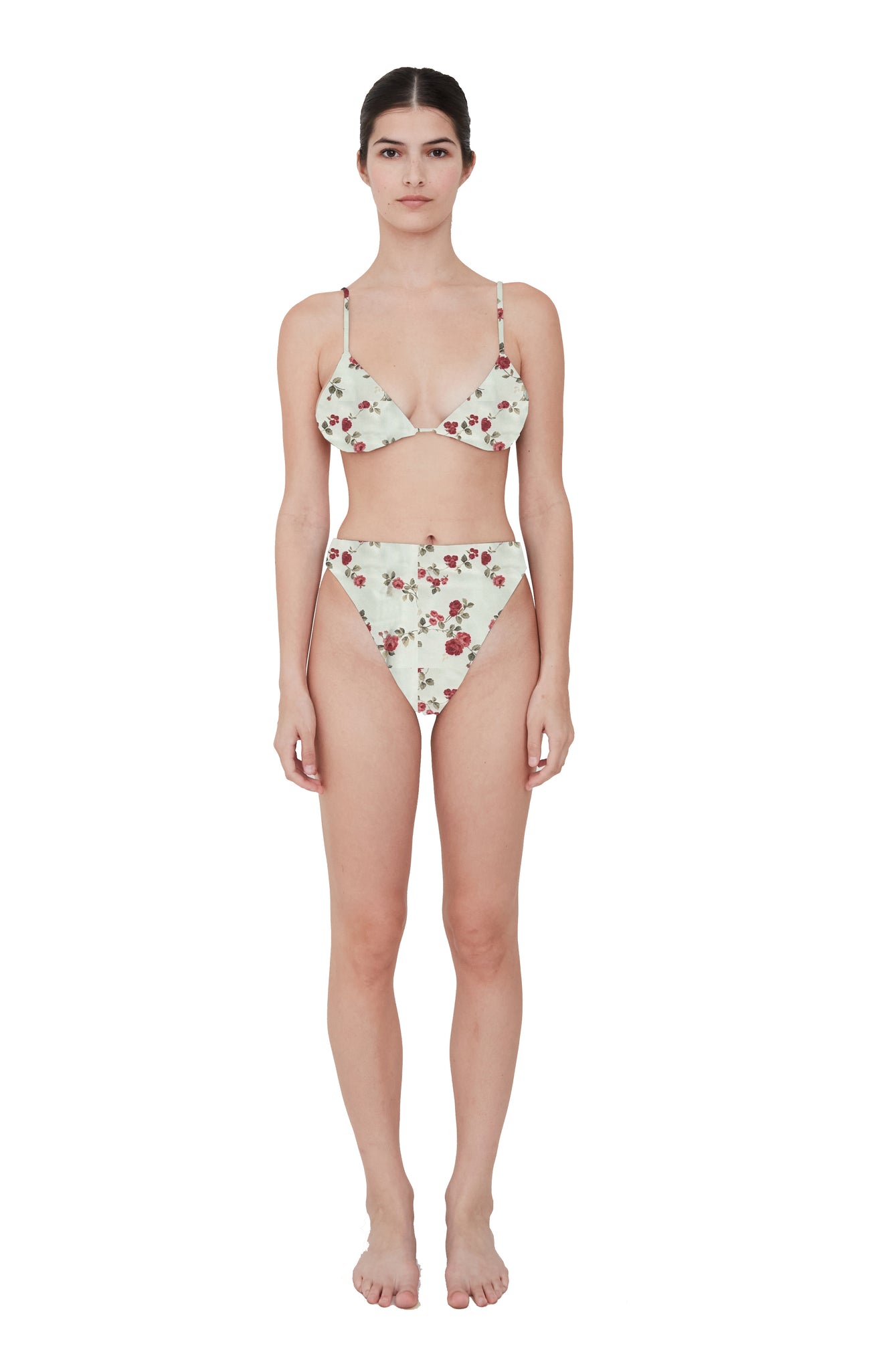 BO TRIANGLE PRINTED BIKINI TOP - ENGLISH ROSE