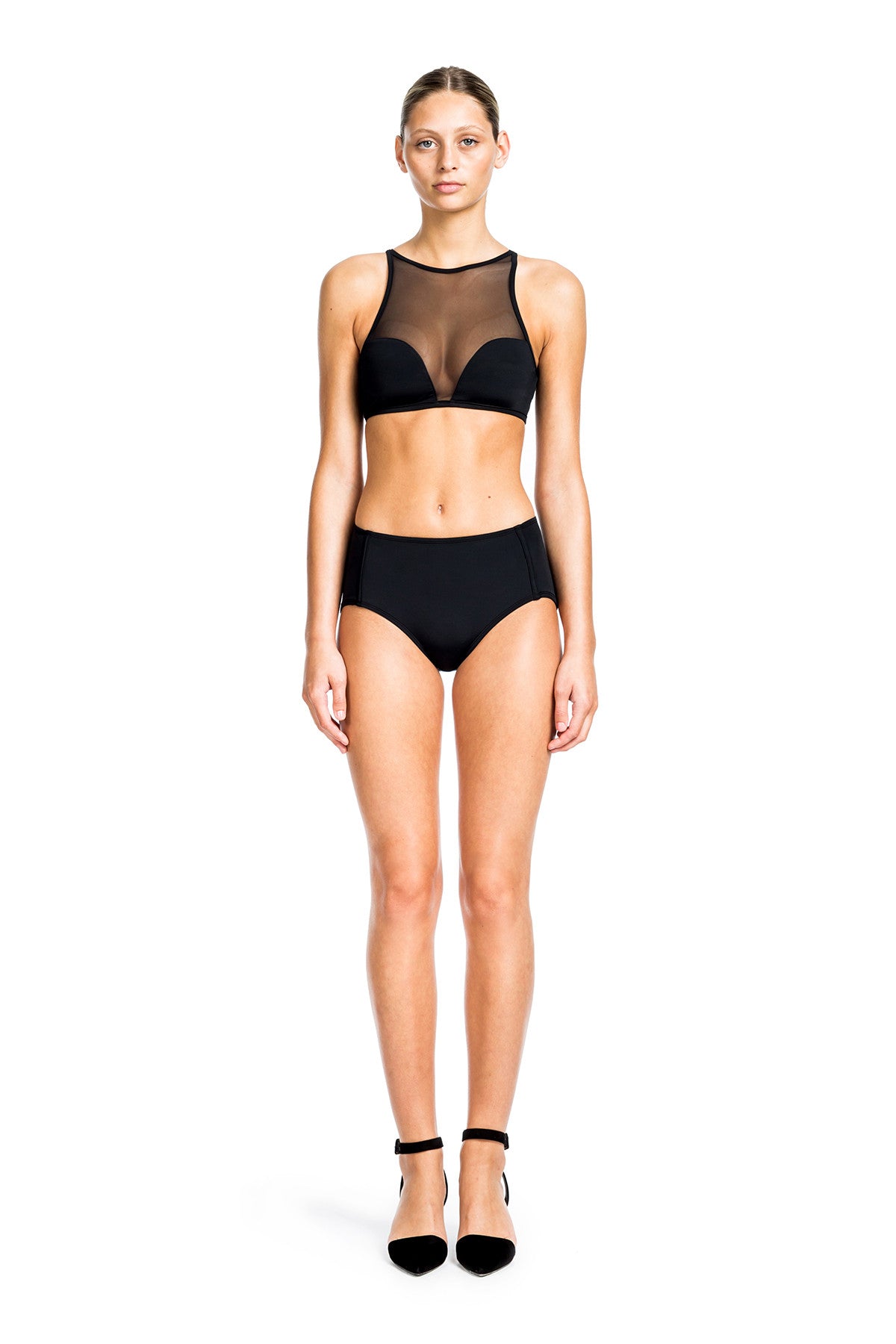 Beth Richards - Faye Halter Mesh Swim Bra Top Black Bikini – BETH RICHARDS